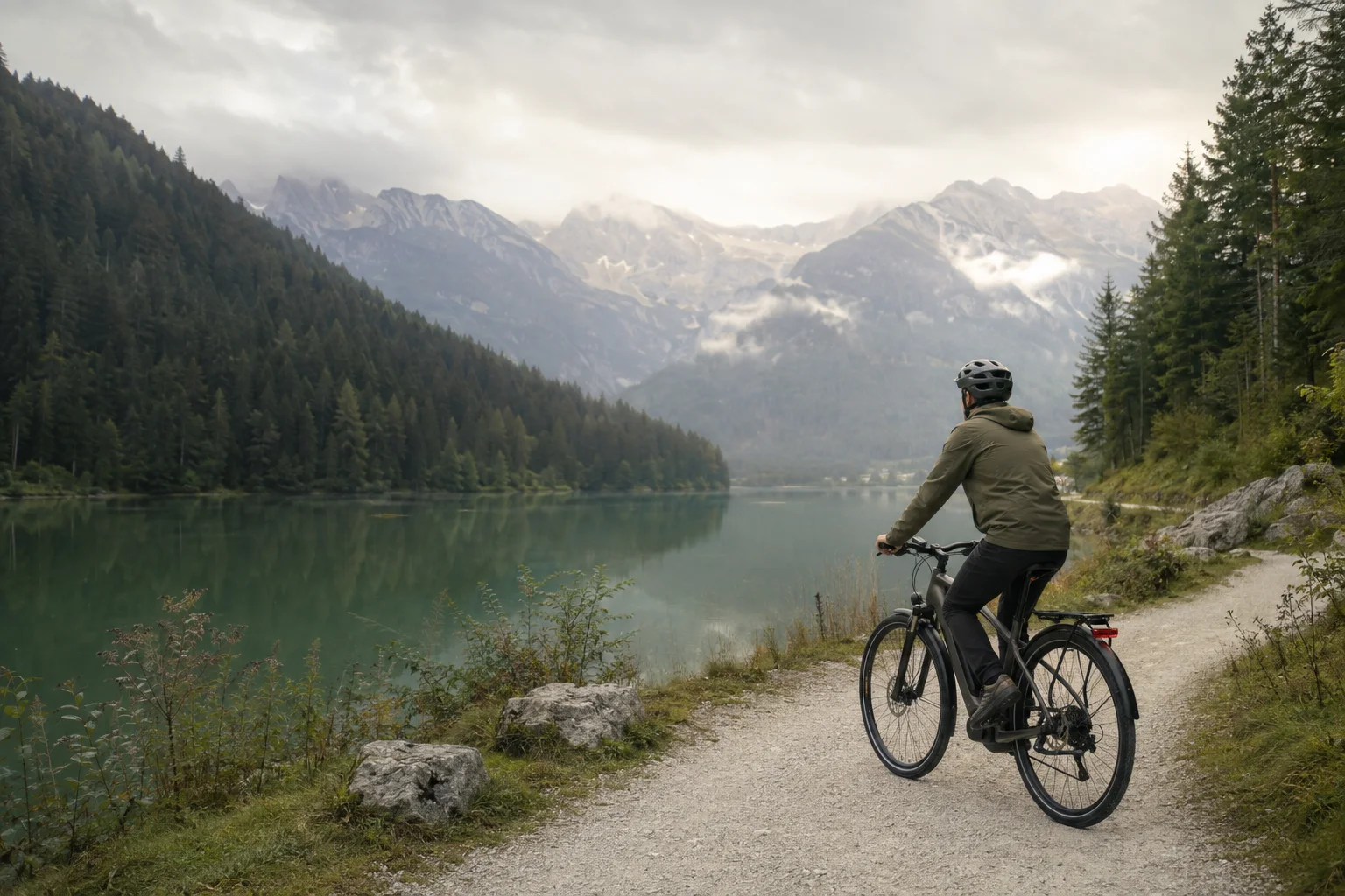 Illustrative alpine cycling scene expressing a shared European mobility vision.