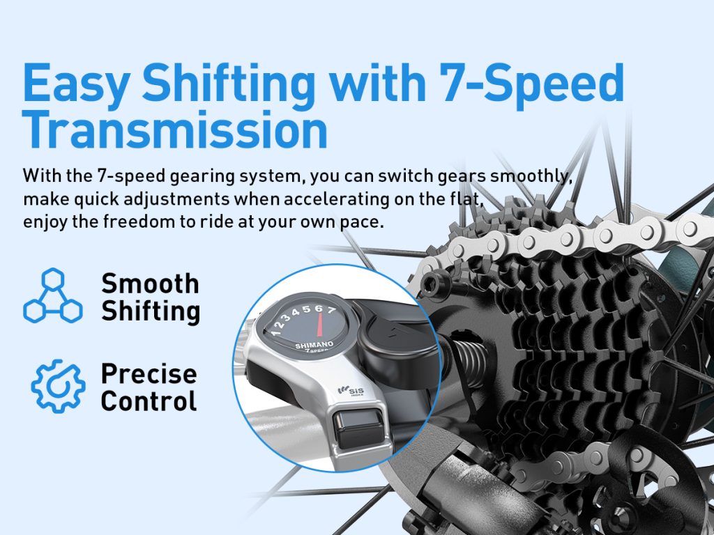 Aairsk GT300 26-inch e-bike Shimano 7-speed shifter